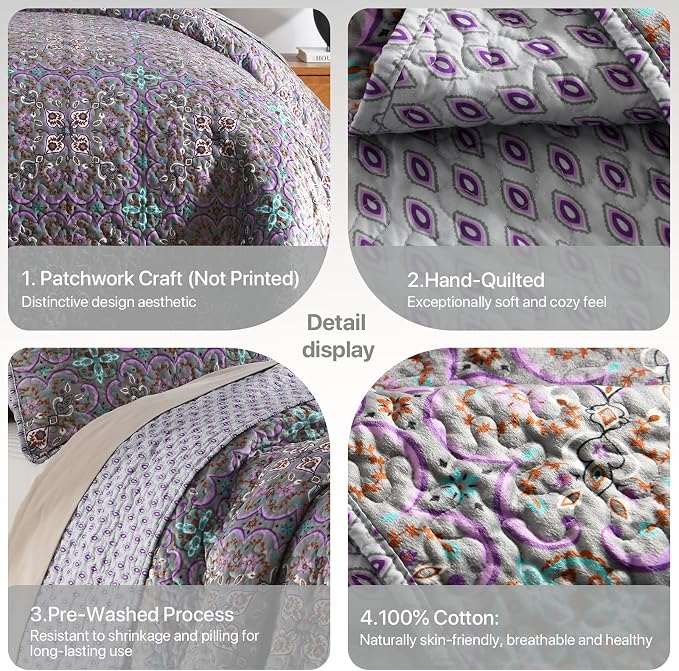 Boho Quilt Twin Set, 3-Piece Bedspread - Image 3