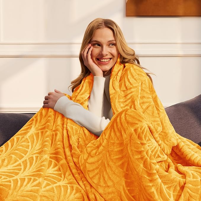 Whale Flotilla Soft Flannel Fleece Twin XL Size Bed Blanket, Lemon Yellow | - Image 3