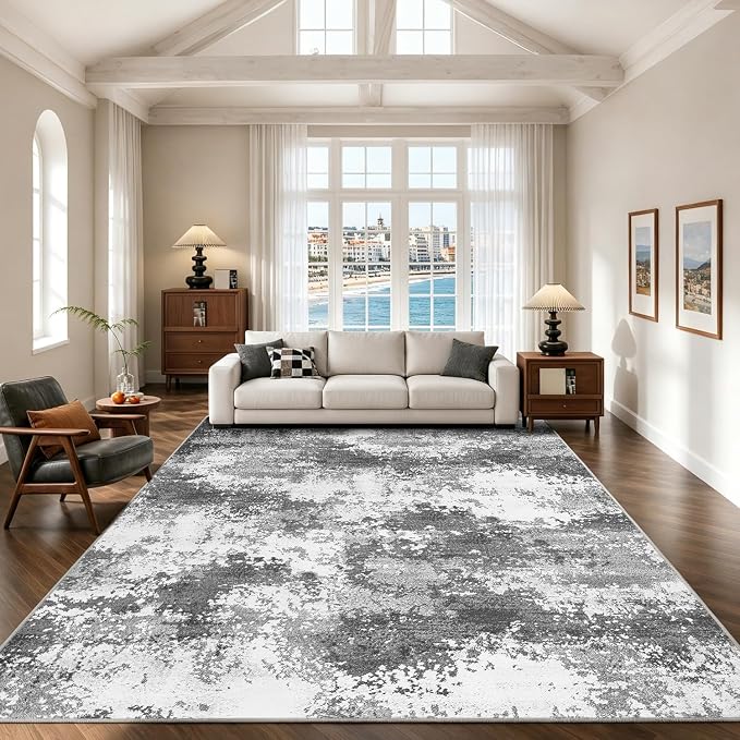 Washable Rug 10x14 Area Rugs for Living Room Bedroom Carpet Grey | Indoor by Acapet