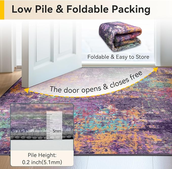 RELEANY Washable 9'x12' Abstract Area Rug - Image 6