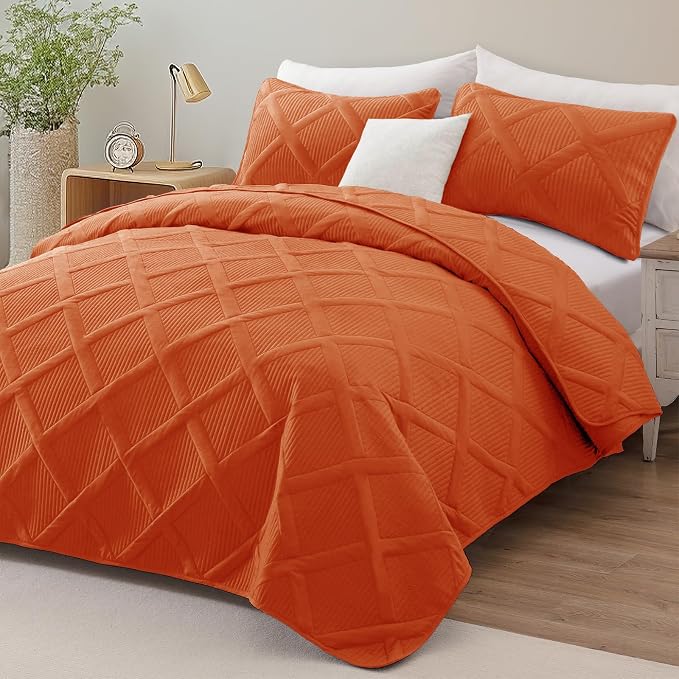 Exclusivo Mezcla Quilt King Size, Burnt Orange | Soft Bedspreads - Image 2