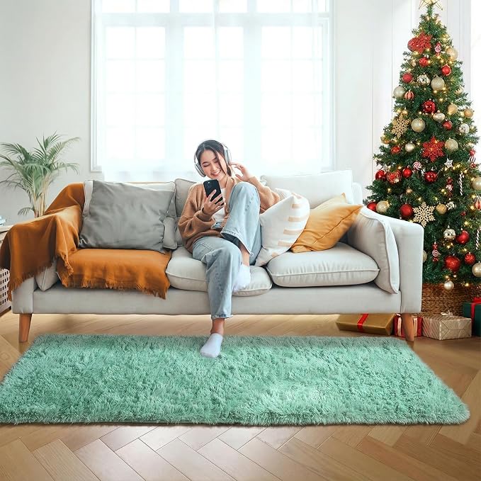 Sage Green Runner Rugs for Bedroom Living Room, Fluffy 2x6 Bedside Hallway Area - Image 8