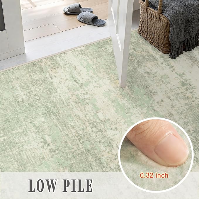 Round Area Rug Living Room: 6 ft Modern Washable Indoor Carpet | - Image 7