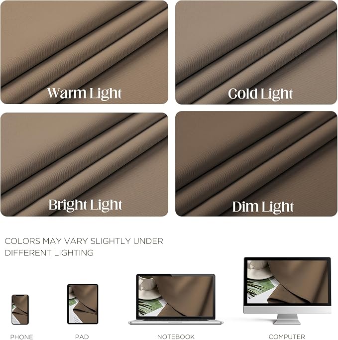 CUCRAF Khaki Blackout Curtains 63 inch Length 2 Panels Set, Room Darkening - Image 4