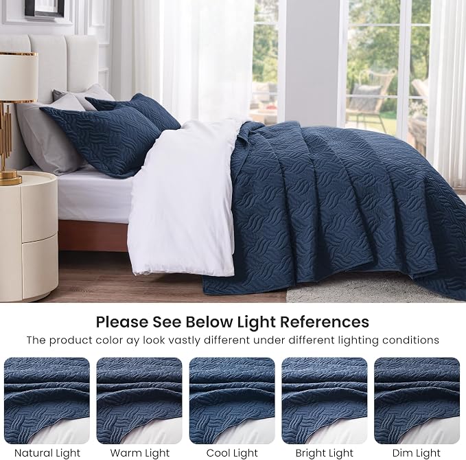 Love's cabin Quilts for Queen Bed Navy Blue Bedspreads - Image 5