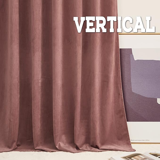 RYB HOME Velvet Curtains 102 inches Long, Extra Long High Ceiling Curtains | - Image 5