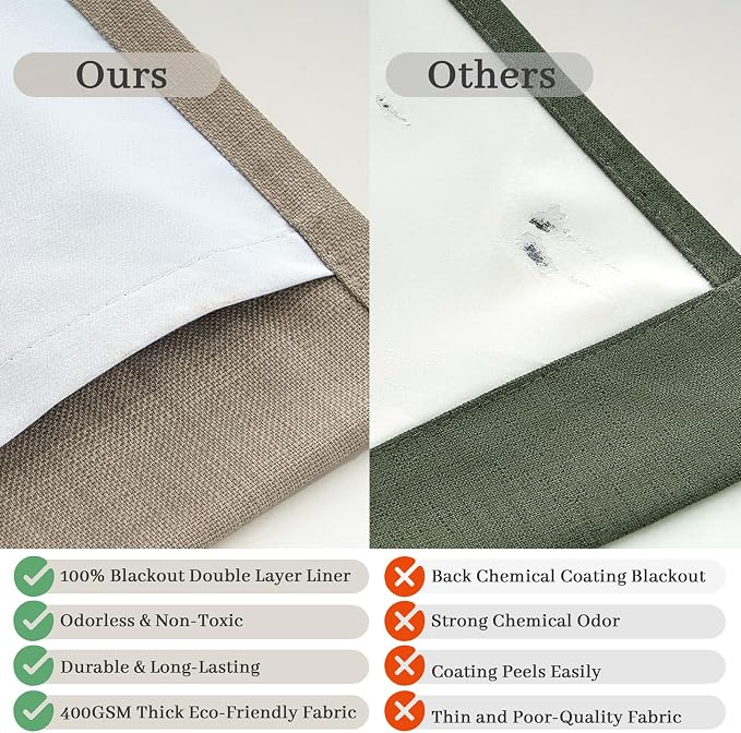 Burlywood Birch 70 Inch Extra Wide Blackout Curtains 120 Inches Long - Image 5