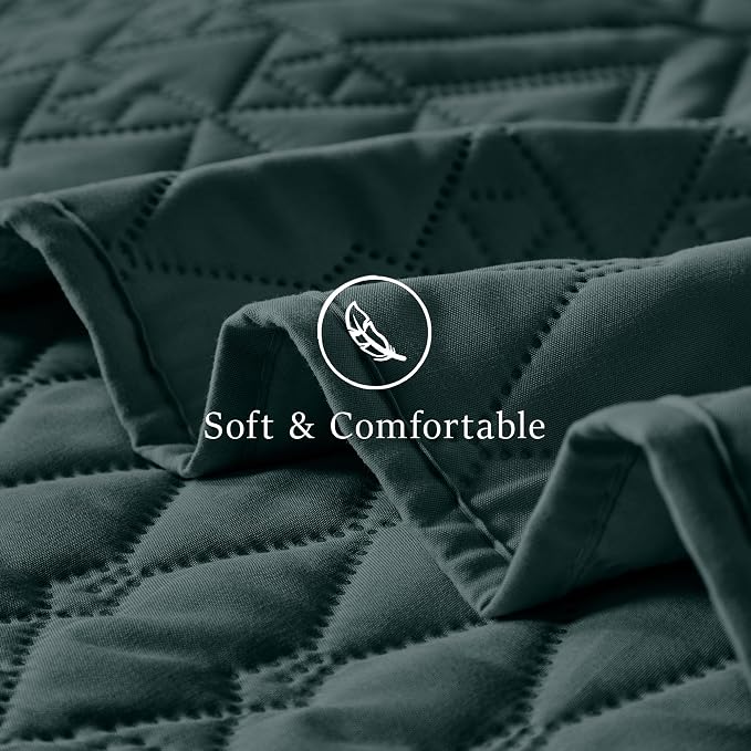 akkialla King/Cal King Size Quilt Bedding Set, Forest Green Lightweight - Image 6