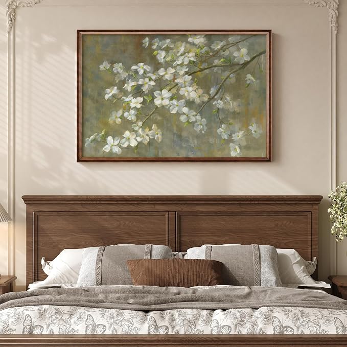 Framed Vintage Floral Wall Art, Rustic Retro Flower Picture - Image 3