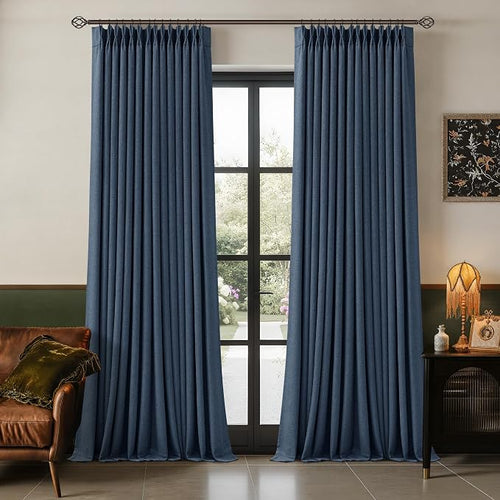 105 Inch Pinch Pleated Blackout Memory Trained Linen Curtains by Twodrapes