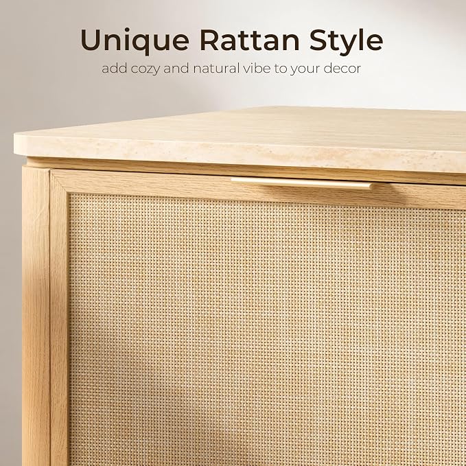 NightStand Set of 2, 23.11" W Rattan Nightstand - Image 4