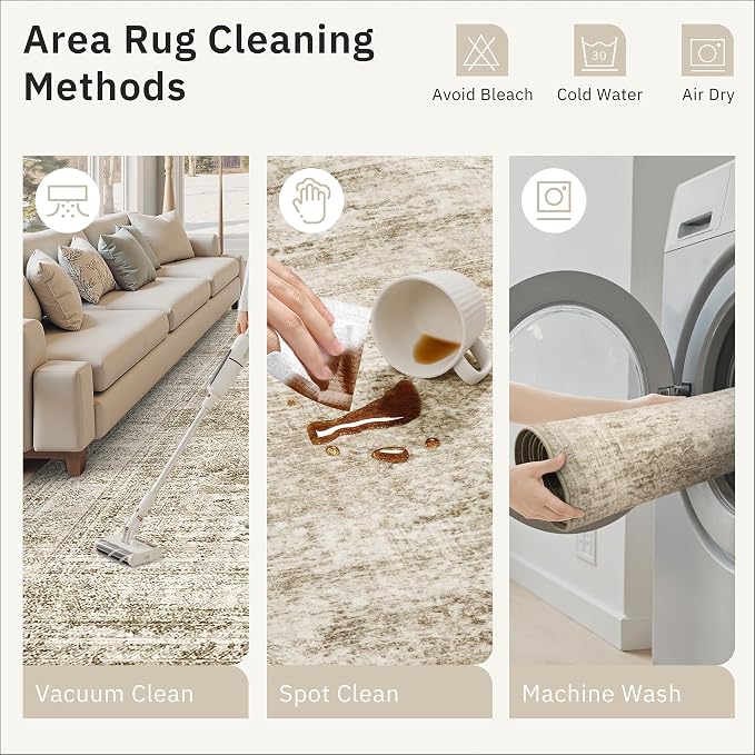 Soalmost Washable 4x10 Hallway Runner Rug Non-Slip Kitchen Entry Rugs Brown | - Image 9