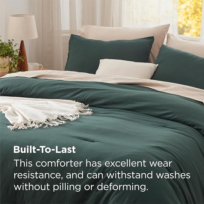 Bedsure Super King Comforter Set, Forest Green Soft Prewashed Bedding - Image 3