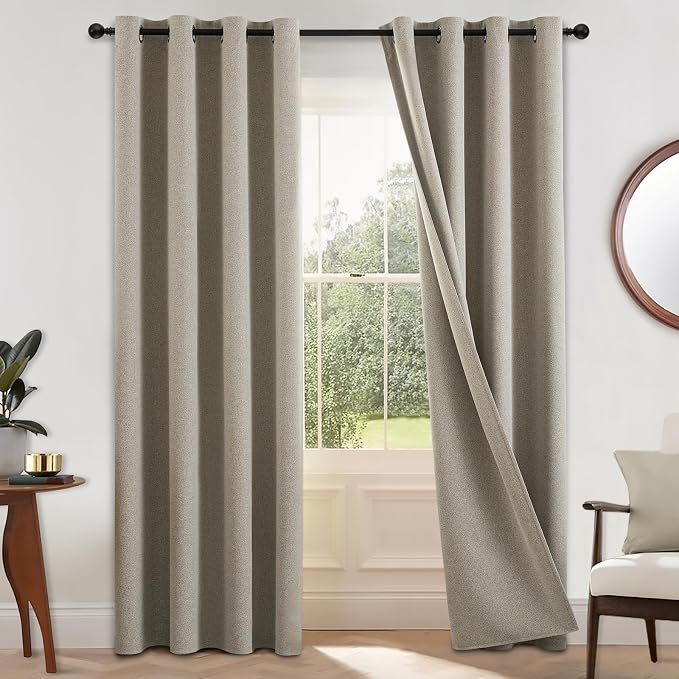 COSVIYA 100% Blackout Natural Linen Curtains & Drapes 84 Inch Length | Light by COSVIYA