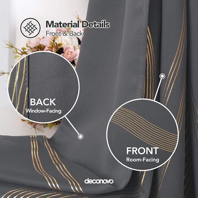 Deconovo Curtains for Living Room, Pattern Blackout Curtains 54 Inches Long | - Image 5