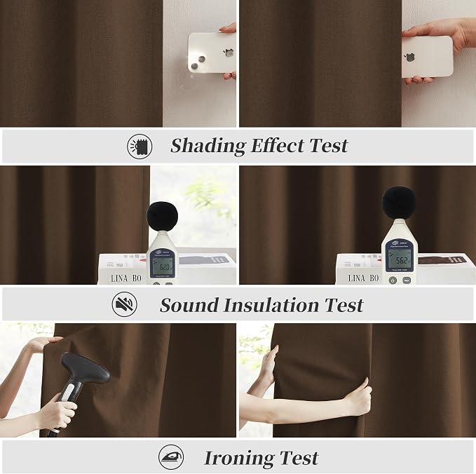 Brown Blackout Pleated Look Curtains 102 Inches Long 8.5 ft Length - Image 6