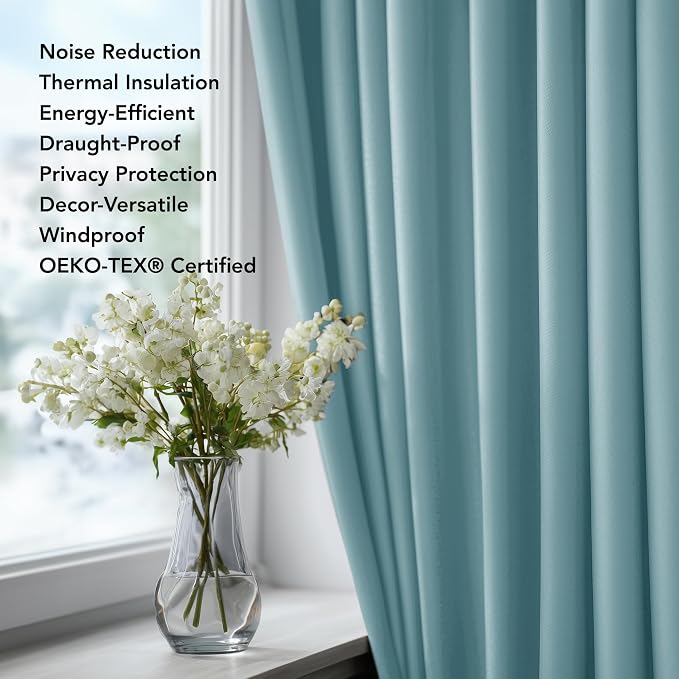 Deconovo Teal Curtains 52x54 Inch, Grommt Top, Light Blocking Drapes, Thermal - Image 4