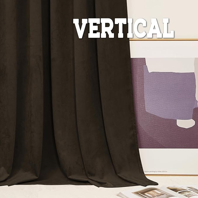 RYB HOME Velvet Curtains 102 inches Long, Extra Long High Ceiling Curtains | - Image 5