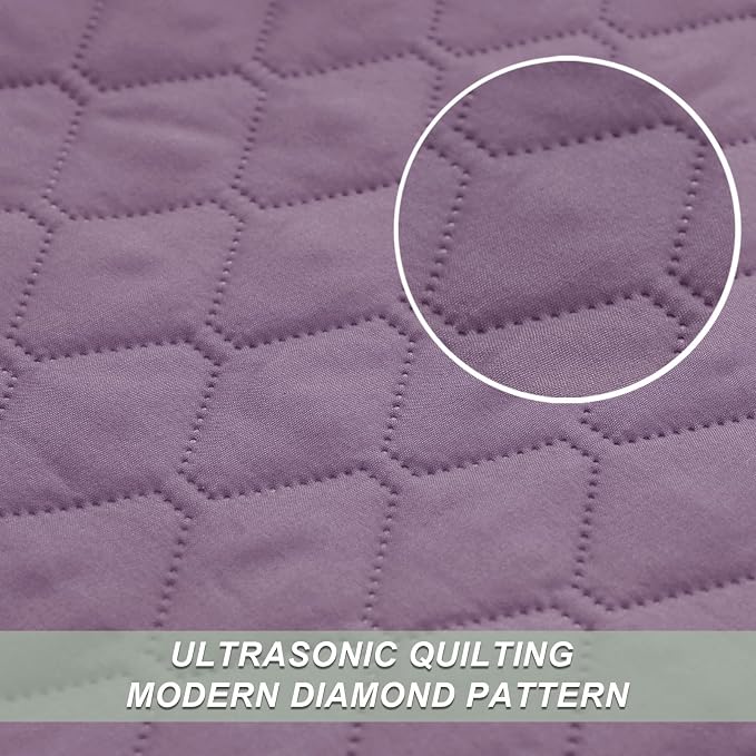 Exclusivo Mezcla Reversible Twin Quilt Bedding Set, Dusty Lavender | - Image 4