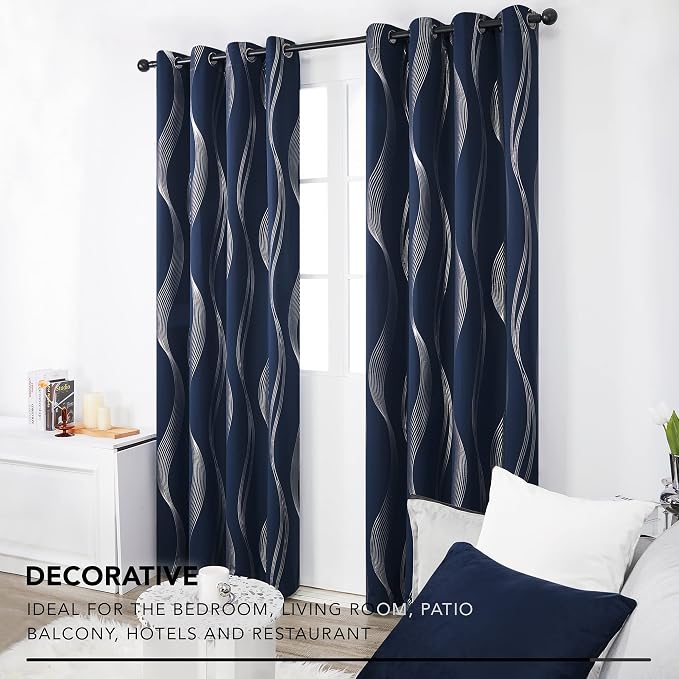 Deconovo Curtains for Living Room, Pattern Blackout Curtains 63 Inches Long | - Image 5
