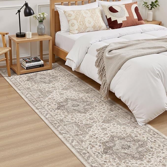 cotiled 2x8 Hallway Runner Rug for Entryway, Non-Slip Vintage, Light Brown | - Image 4