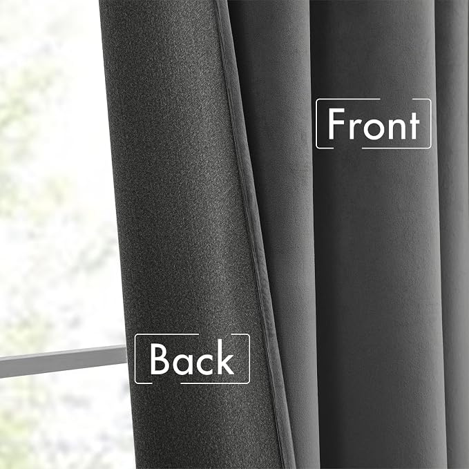MIULEE Grey Velvet Pinch Pleat Blackout Curtains W52 X L96 Inches | 2 Panels - Image 6