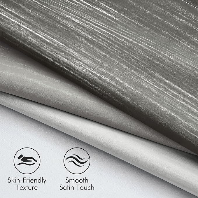 MIULEE Grey and Greyish White Ombre Blackout Curtains 52Wx63L Set of 2 | Full - Image 4