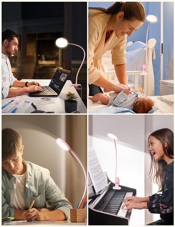 LiFMIRA Desk Lamp Clip on Light 8W 66 LED Reading Light - Image 6