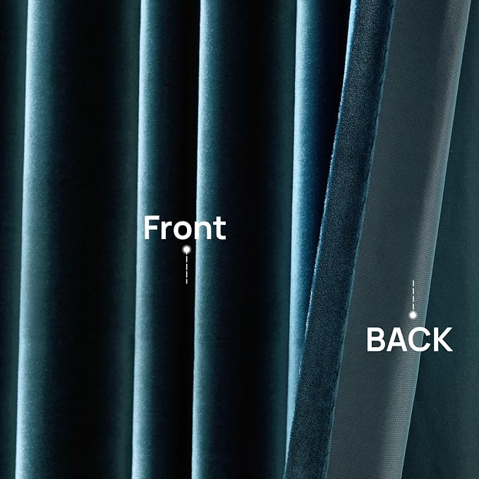 Luxury Peacock Blue Velvet Curtains 108 inches - Image 8
