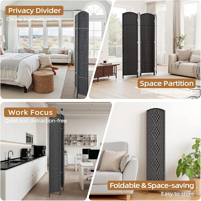 HALLYBEE Room Divider Panel, 4 Panel Partition Room Dividers Screen, Privacy - Image 7