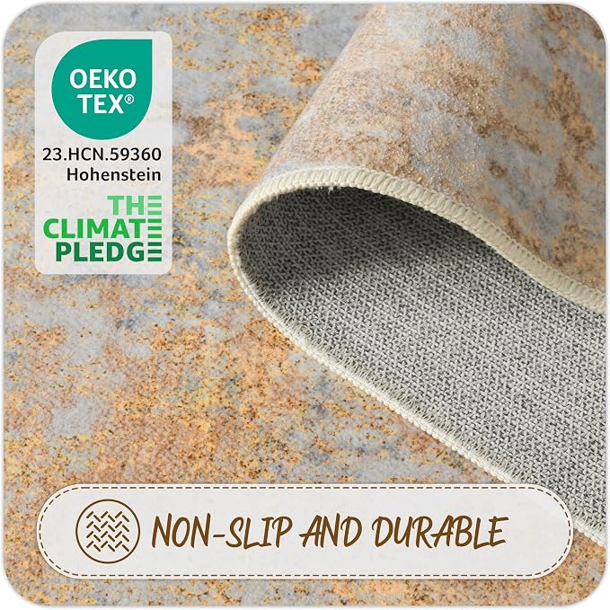 Entryway Rug 2x3 Beige Gold Door Mat Indoor Entrance 24x36, Washable Small - Image 6