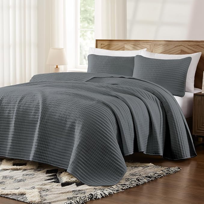 Queen Quilt-Lightweight Bedspreads Grey Queen Size Quilt Bedding Set | Soft - Image 5