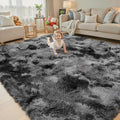 5x8 Dark Grey Tie-Dyed Shag Area Rug by Junhejiamei