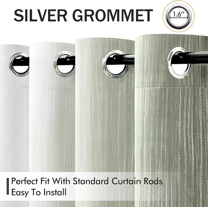MIULEE Sage Green and Greyish White Ombre Blackout Curtains 52Wx90L | Full Room - Image 2