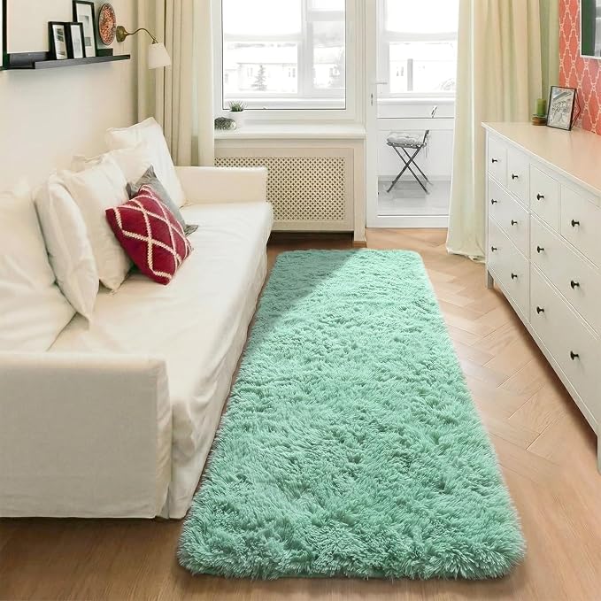 Sage Green Runner Rugs for Bedroom Living Room, Fluffy 2x6 Bedside Hallway Area - Image 5