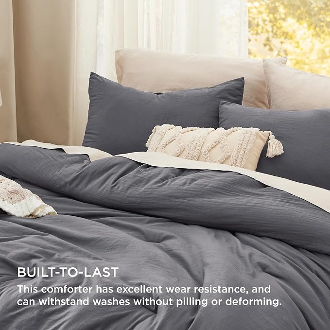 Bedsure Twin/Twin XL Comforter Set, Dark Grey Soft Prewashed Bedding - Image 3