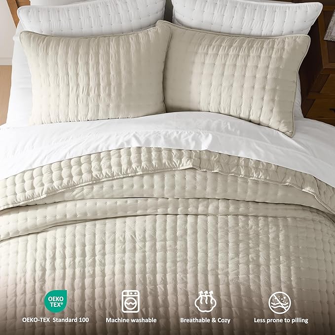 WDCOZY Beige Twin Quit Size Bedding Sets - Image 7