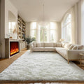 Cream White Area Rugs 9x12 Living Room, Ivory Large Fluffy Shag Bedroom Rug by ONASAR