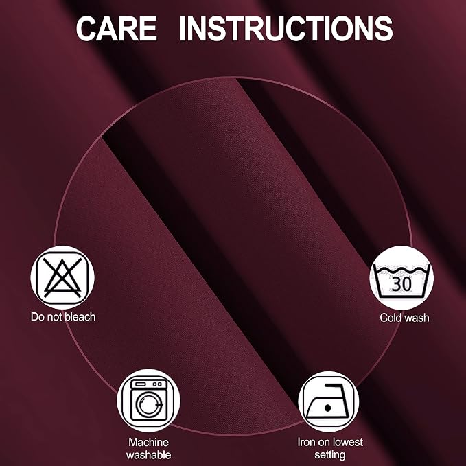 100% Blackout Curtains 52 x 63 Inch/Burgundy Red Curtains 2 Panels - Image 5