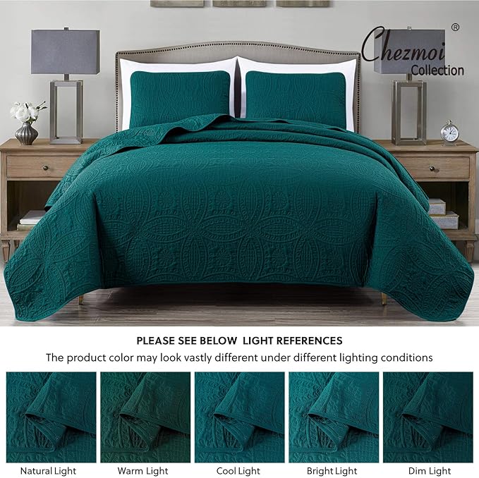 Chezmoi Collection Austin 3-Piece Oversized Bedspread Coverlet Set | Oversized - Image 5