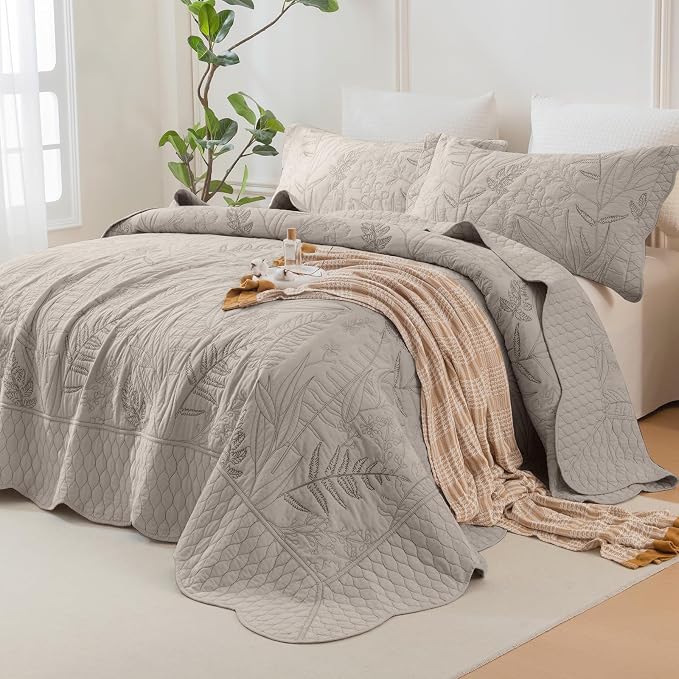 Lady Ann Cal King Bedspreads 118x106, Soft & Lightweight Linen Feel Quilted by LadyAnn