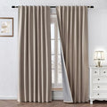 100% Blackout Curtains 84 inch Length 2 Panels Faux Linen Long Drapes by Zyvola
