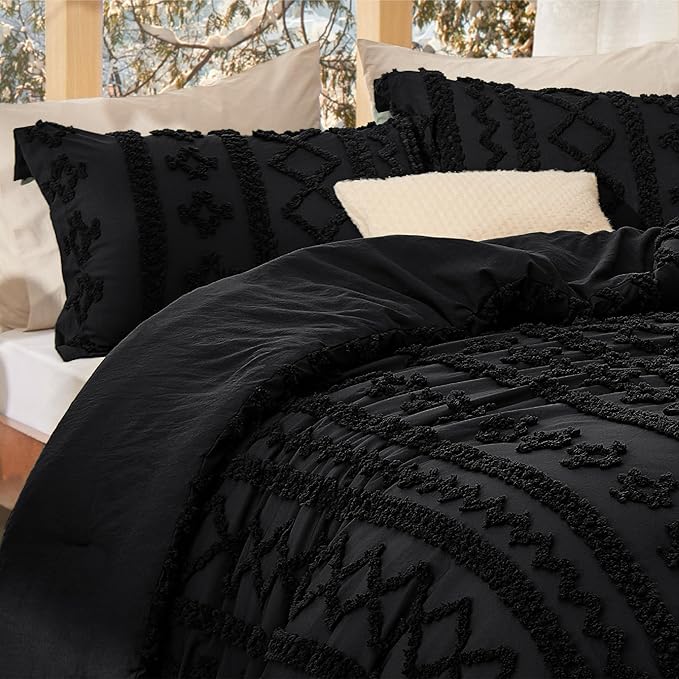 Bedsure Tufted Boho Comforter Set Oversized Queen - Image 6