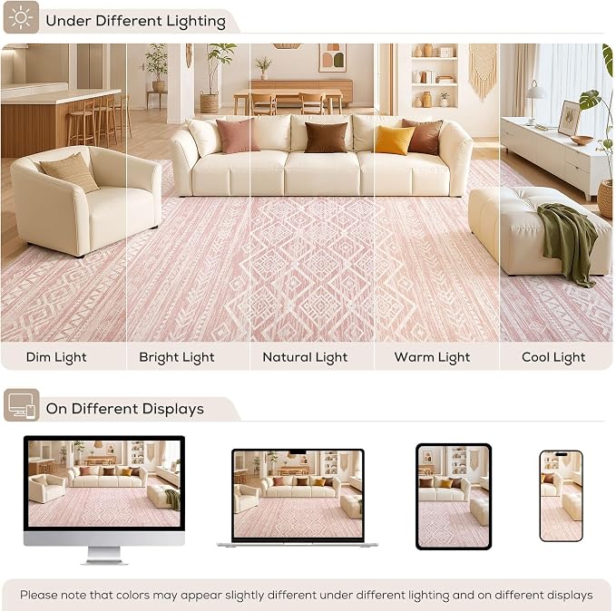 Nakagishi Area Rug Living Room Rugs: 9x12 Large Soft Machine Washable Boho - Image 9