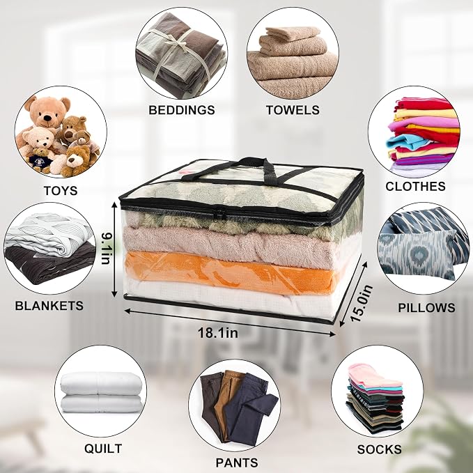 6Pack Clear Blanket Storage Bags Comforter Clothes Storage Moving Bag, 40L | - Image 2