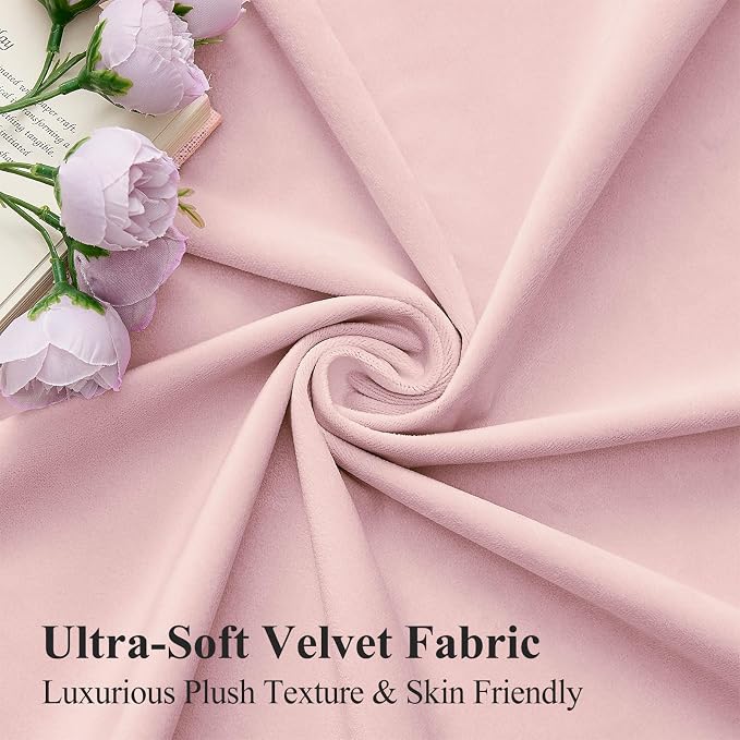 84 Inch Pink Velvet Curtains for Bedroom Back Tab Drapes Thermal Insulated | - Image 5