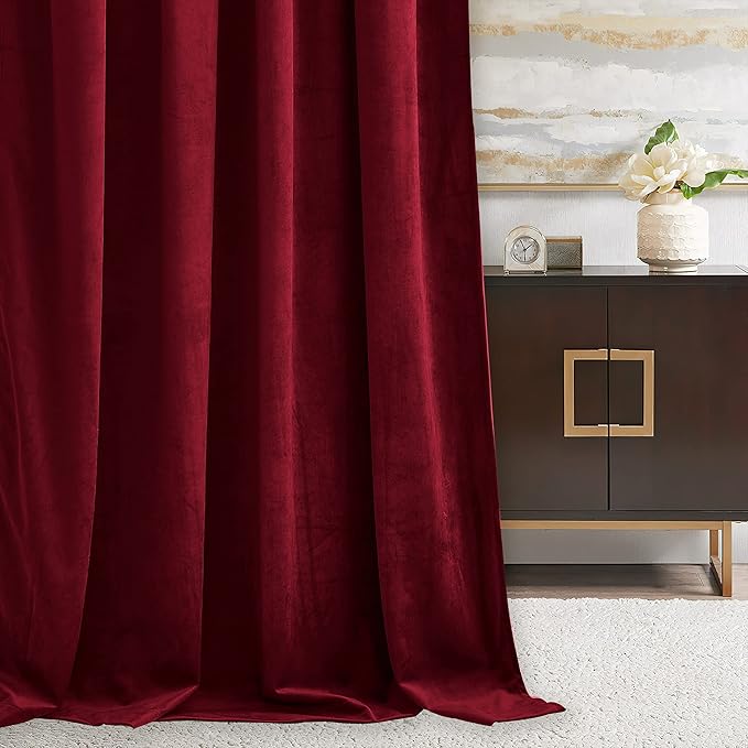 RYB HOME Red Velvet Blackout Curtains 84 inches - Image 6