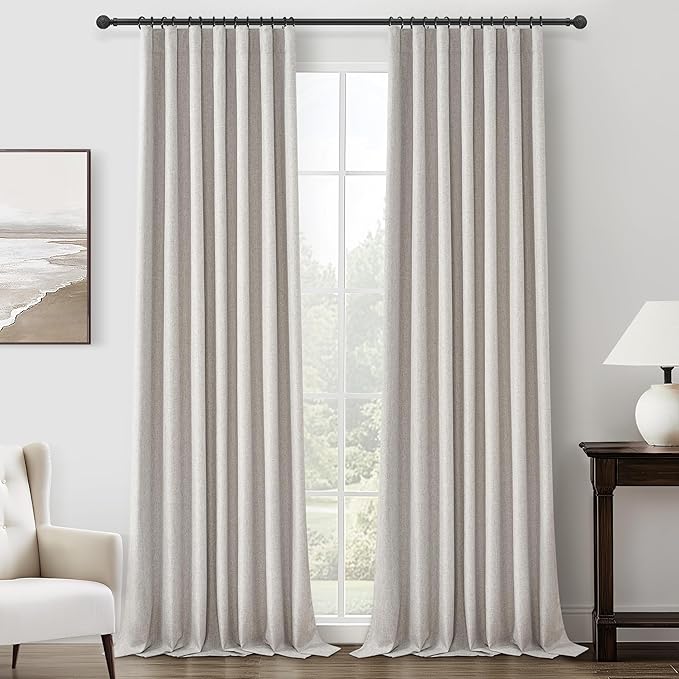 Blackout Extra Long Curtains & Drapes 105 Inches Long 2 Panels Set, Lush Pinch by QJMYDECO