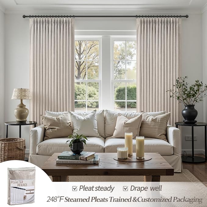 Greyish Beige Blackout Patio Sliding Door Curtains 92 Inches Long 2 Panels - Image 6