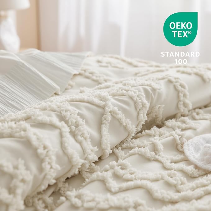 Bedsure Tufted Boho Comforter Set Twin Size - Image 6